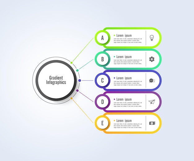 gradient design circular infographic business with 5 step
