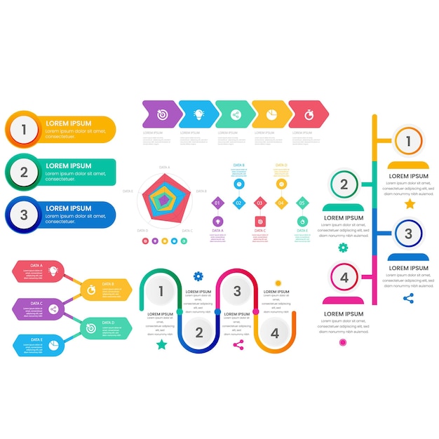 Gradient infografisk elementsamling