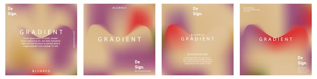 gradient mesh summer vibes background set Square colorful templates for posts banners and posters