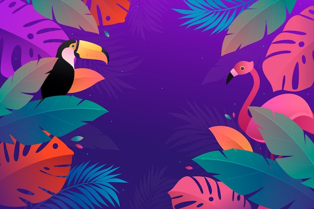 gradient tropical leaves background
