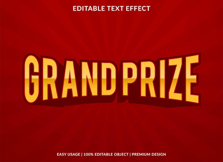 Vektor grand prize text effect template premium style