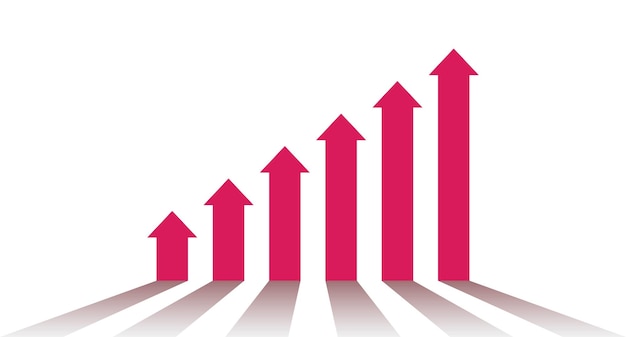graph with an increase and growth arrows diagram with the progress of rise in business vector illustration