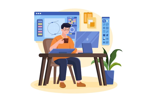 Graphic Designer Illustration concept on white background