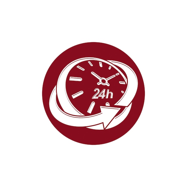 graphic web vector 24 hours timer, around-the-clock pictogram. business time management illustration.