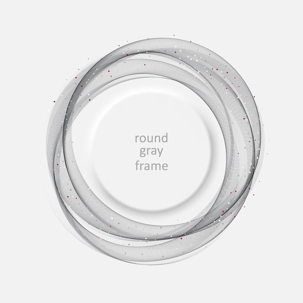 Gray round wavy transparent smoky wave background.Abstract frame