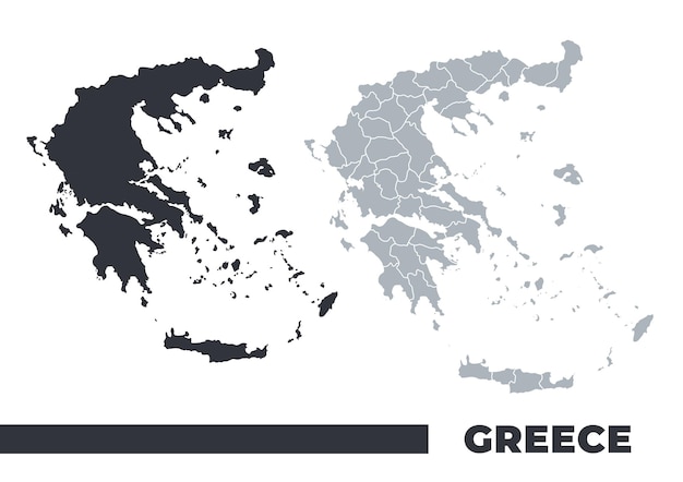 Greece flat and border outline vector maps