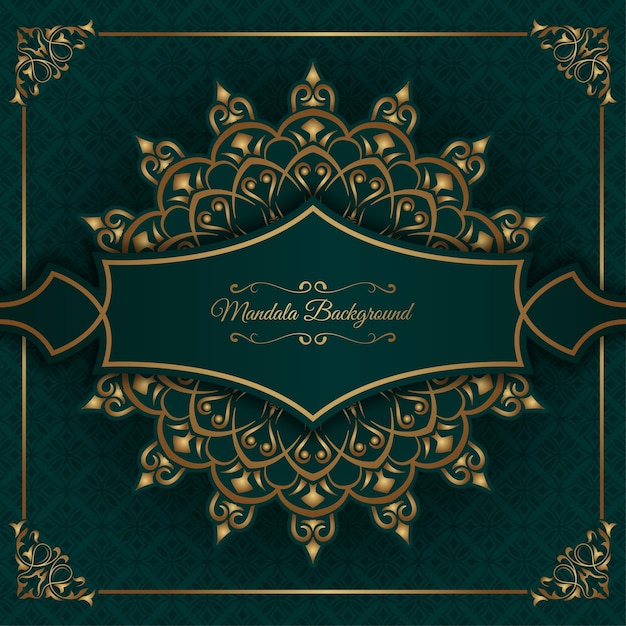 green background with golden mandala ornament