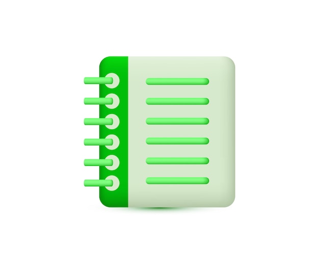 green empty notepad 3d rendering white isolated on vector