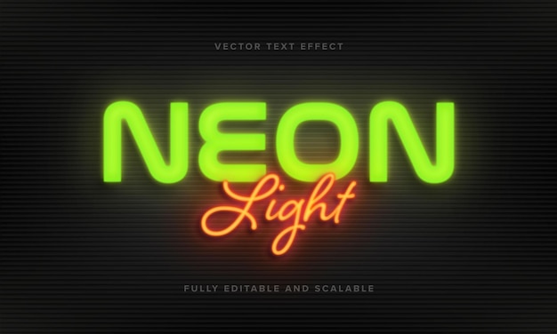 Green neon light vector text effect