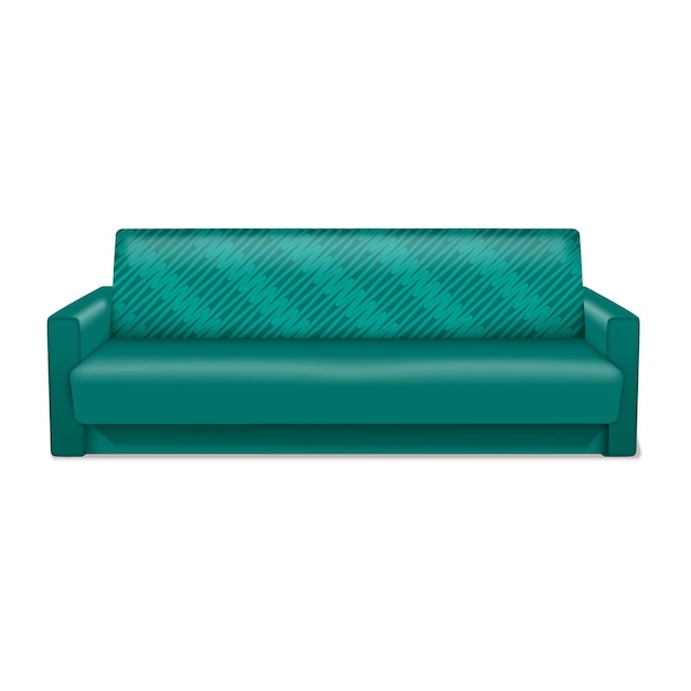 Green sofa icon Realistic illustration of green sofa vector icon for web design isolated on white background