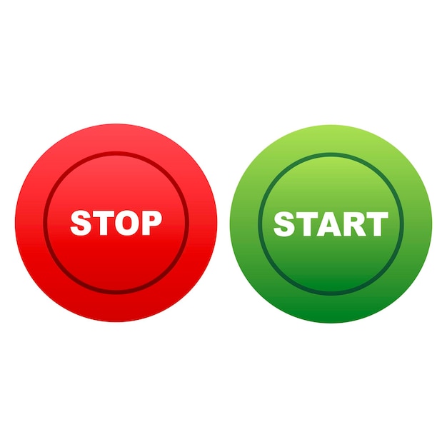 Green Start button and red Stop button Vector illustration