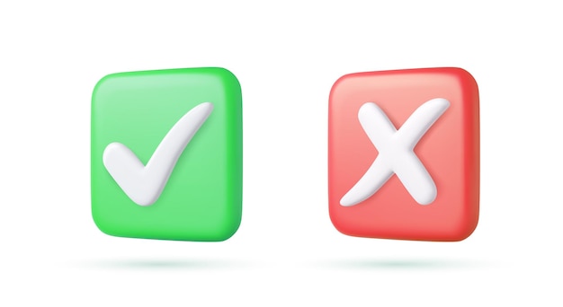 Green tick check mark and cross mark symbols