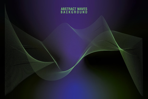 green waves with blue gradient abstract background curly waves line art pattern vector waves art