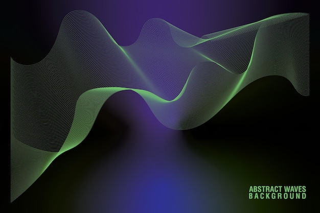 green waves with blue gradient abstract background curly waves line art pattern vector waves art