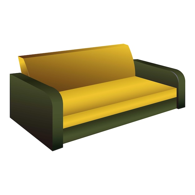 Green yellow sofa icon Cartoon of green yellow sofa vector icon for web design isolated on white background