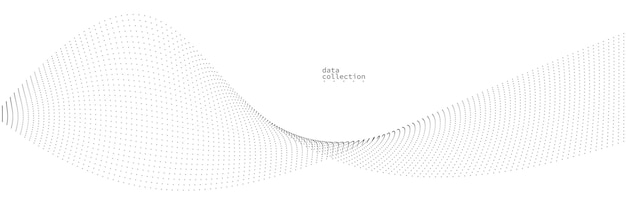 Grey dots in motion vector abstract background particles array wavy flow curve lines of points in movement technology and science illustration