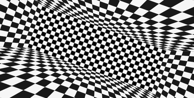 grid perspective black and whte room. chess wireframe background. digital cyber box technology model. vector abstract illusion template