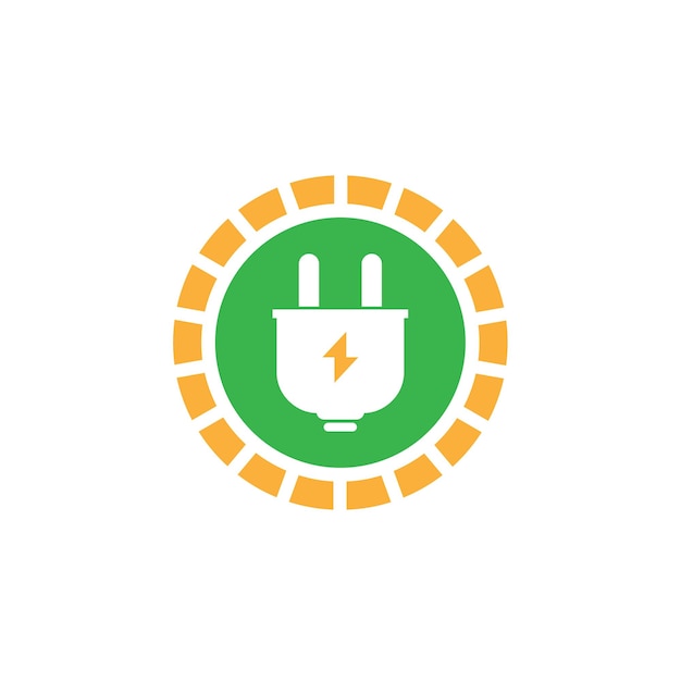 Grønn energi-logo, øko-teknologi, elektrisk naturkraft, vektorsymbol