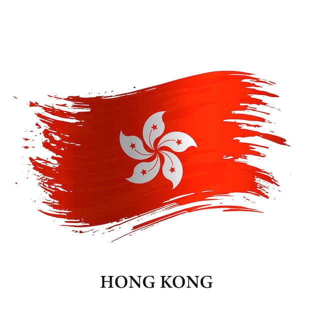 Grunge flag of Hong Kong brush stroke background