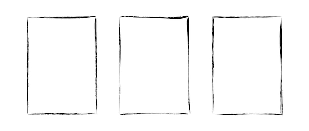 Grunge rectangle frame set Different paint brushed border collection Black chalk or ink rectangula