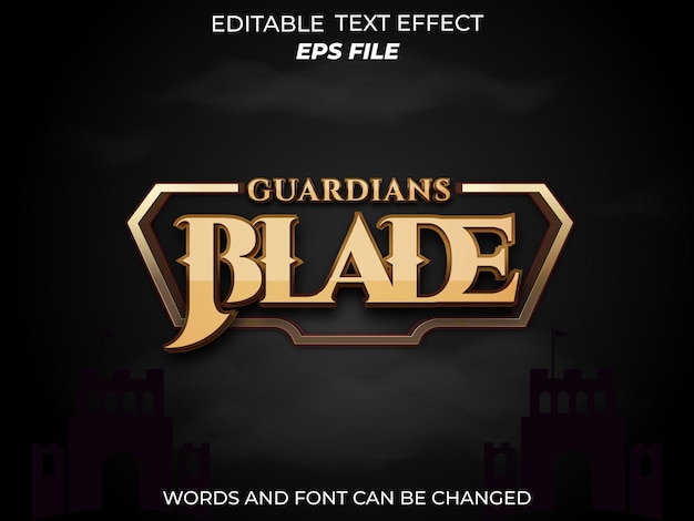 guardian blade text effect font editable typography 3d text for medieval fantasy and rpg games
