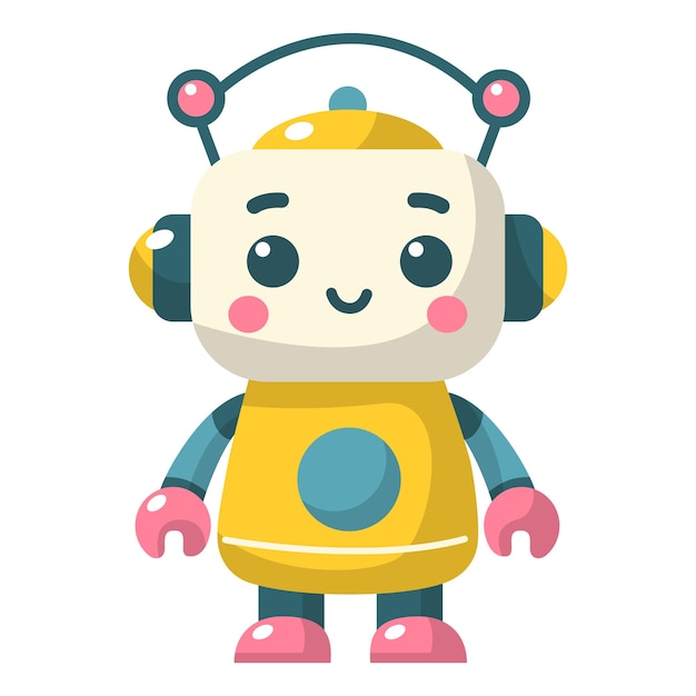 Gul og hvit robot med antenner