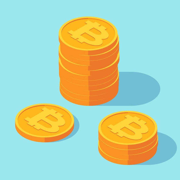 Gullstabel med bitcoins kryptovaluta mynter.