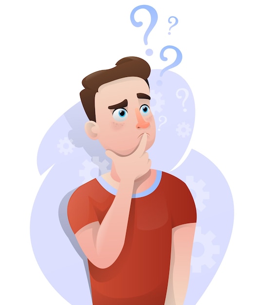 Guy in reflections thinks about solving problems