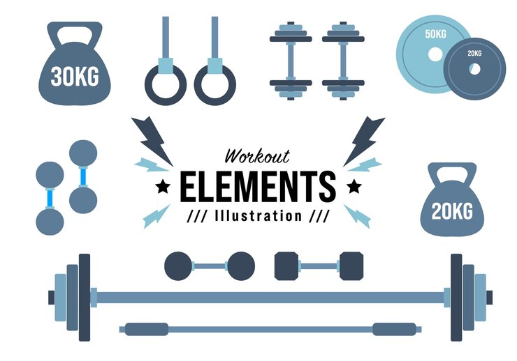 Gym Fitness Elements Vector