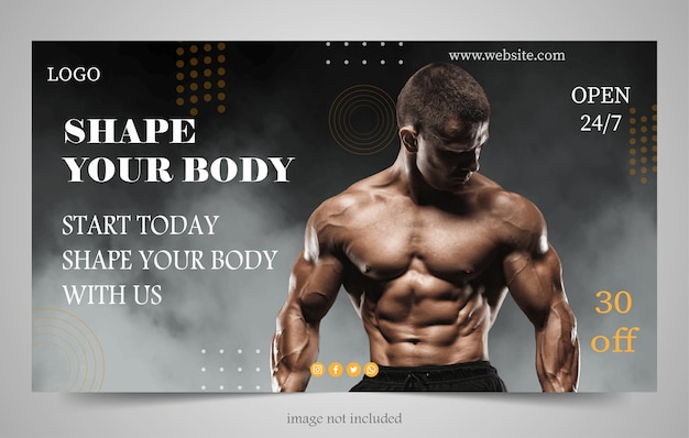 Gym fitness flyer and poster banner template simple design for social media