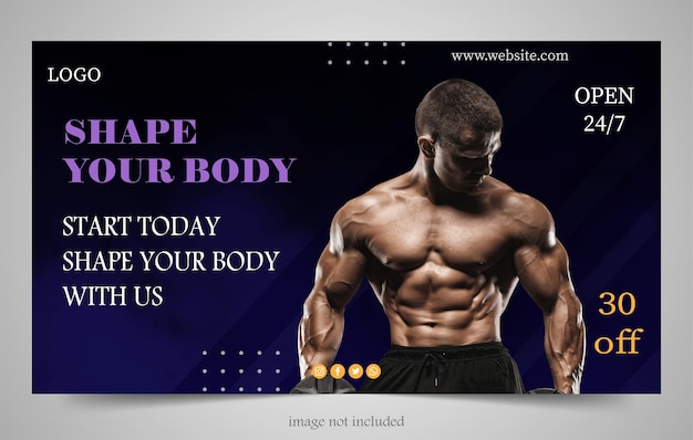 gym fitness flyer and poster banner template simple design for social media
