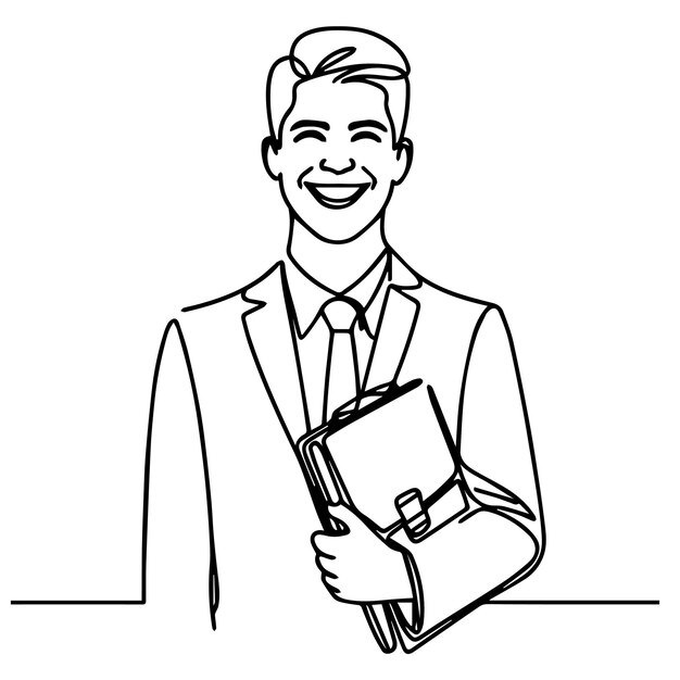 half body businessman vector in continuous line style