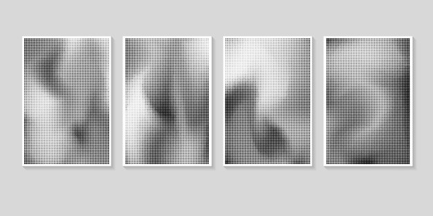 halftone dots collection glitch distorted grungy isolated layers design element for brochure