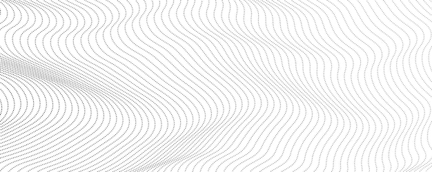 Halftone monochrome background with flowing dots Abstract wave black and white texture