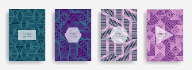 Halftone shapes business catalog covers vector design