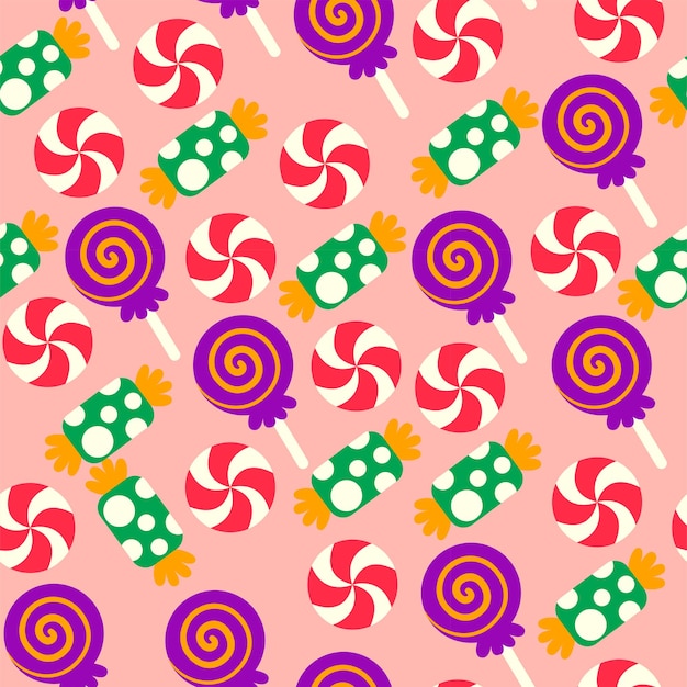 Halloween candy seamless pattern design