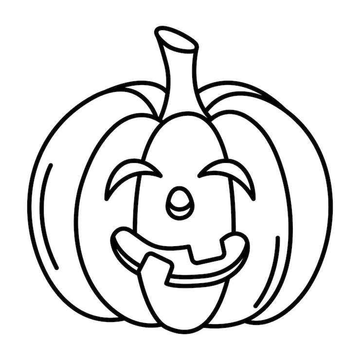 Vektor halloween pumpkin monster face outline