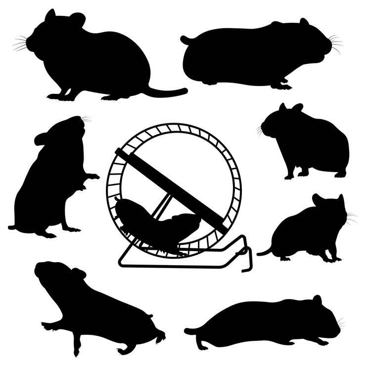 Hamster silhouette vector illustration set