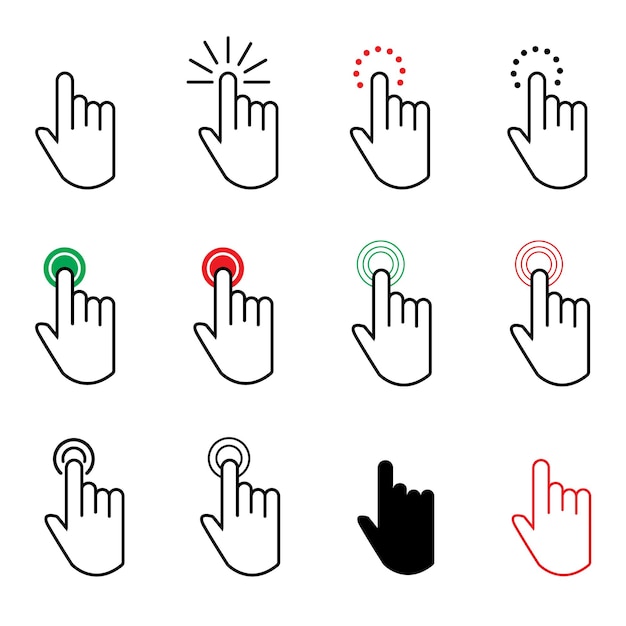 hand clicking icons set