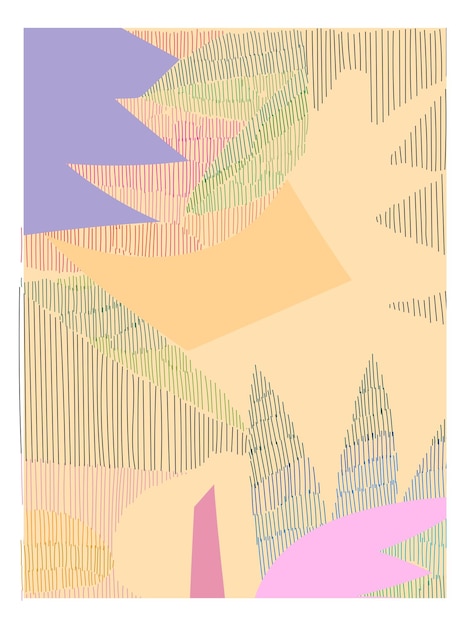 Hand drawing abstract floral flowers and leaves line art engraving with soft color vector design