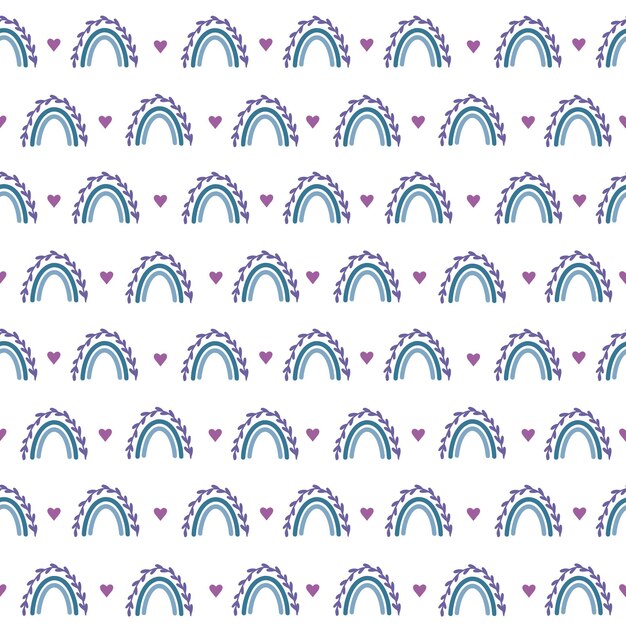 Hand drawing rainbow pattern seamless illustration vector