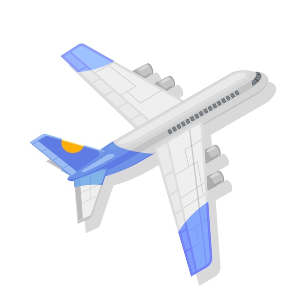 Hand drawn airplane with blue wings
