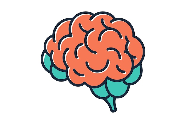 Hand drawn Brain silhouette vector illustration on white background