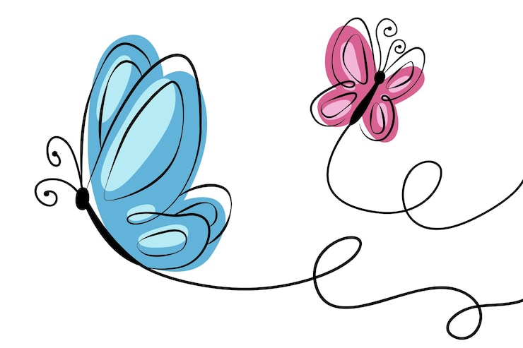 Vektor hand drawn butterfly outline background