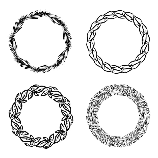 Hand drawn circle leaves frame