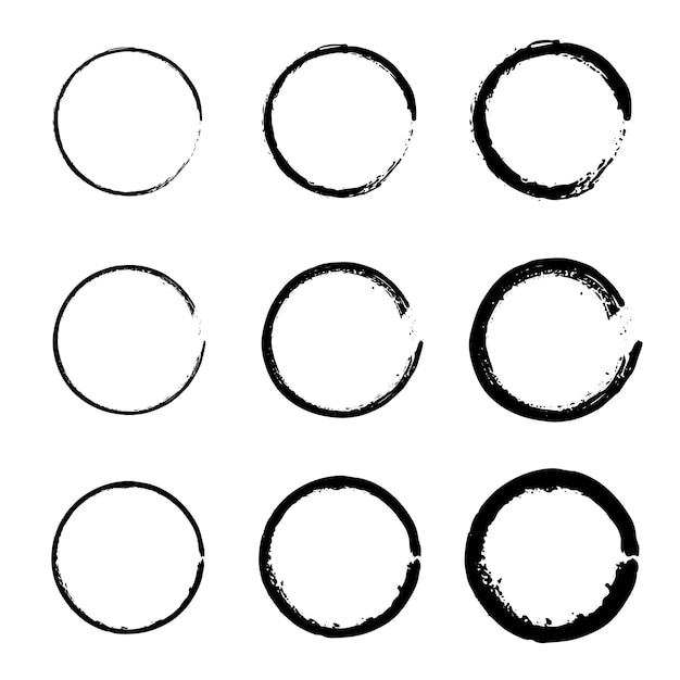 hand drawn circles sketch vector grunge round shapes speed lines in circle form