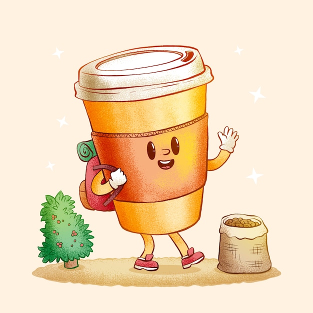 hand drawn coffee cartoon illustration