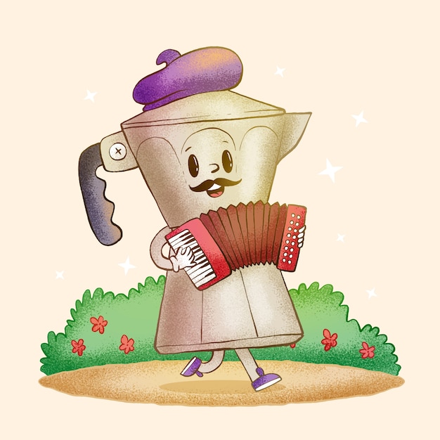 hand drawn coffee cartoon illustration