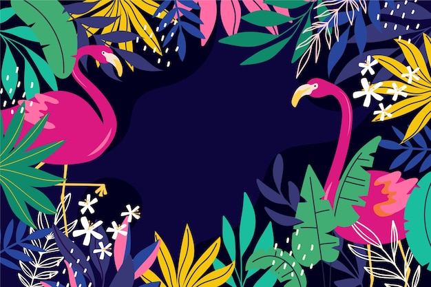 hand drawn colorful tropical background