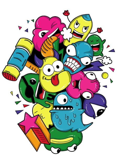 hand drawn doodle monster